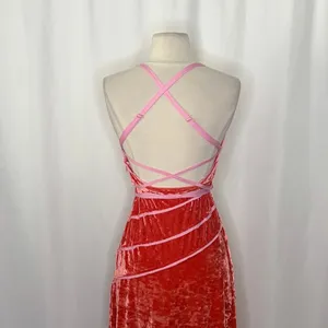 FREE‎ PEOPLE Deia Velvet Midi Dress Pink Rose Strappy Dainty Romantic X-Small thumbnail 11