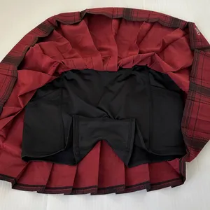 ALO Yoga Legacy Plaid Varsity Tennis Skirt Cranberry Black, S thumbnail 12