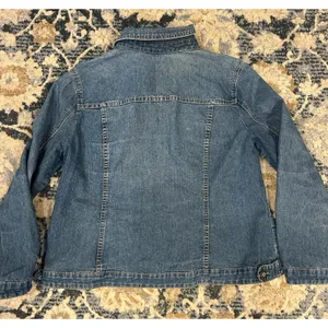 Christopher & Banks Denim Jean Jacket Women’s XL Petite Clear Rhinestone Buttons thumbnail 2