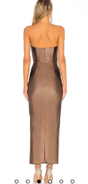 Michael Costello Jake Gown in Taupe thumbnail 2
