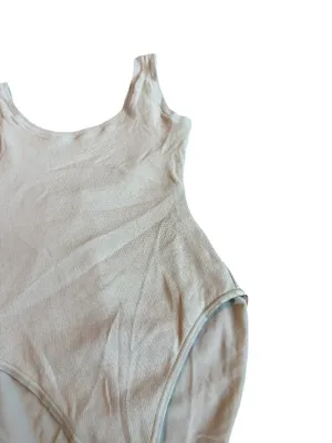 Skims Cotton Ribbed Bodysuit Neutral Taupe Stretch One Piece Slimming Size Small thumbnail 4