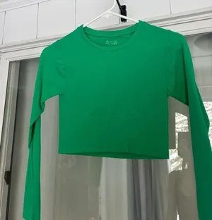 aerie green cropped athletic long sleeve thumbnail 1