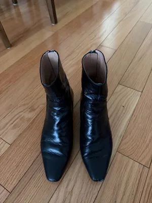 Madewell The Dimes Pointed-Toe Ankle Boots - size 6 in crinkle black thumbnail 2