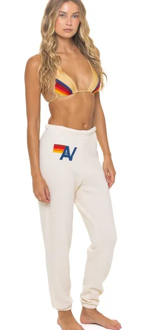 Aviator Nation Logo Sweatpants - Vintage White- Small thumbnail 1