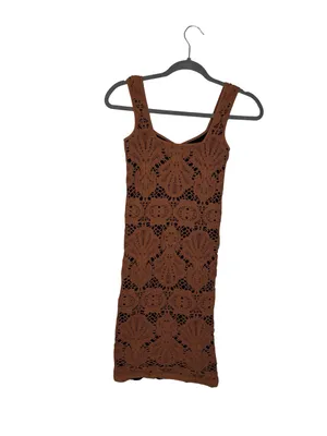 🤎✨ Free People Intimately Crochet Lace Bodycon Mini Dress‎ Rust Brown M/L ✨🤎 thumbnail 2