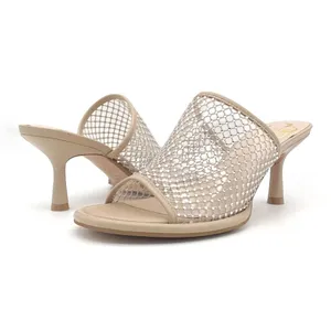 Ted Baker Celya Crystal Mesh Heeled Mules Sandals Nude Tan Size EU 39 US 8.5 thumbnail 4