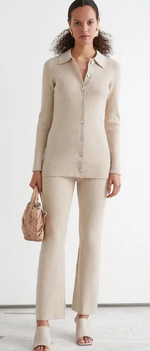 & Other Stories Flared Rib Knit Trousers thumbnail 1