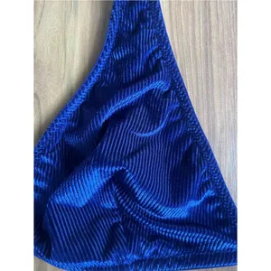 Free People Intimately Sapphire Bralette Ribbed Velvet Blue Triangle Bra L thumbnail 4