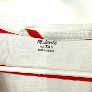 Madewell size XXS red white striped short sleeve t-shirt‎ v neck top shirt tee thumbnail 3