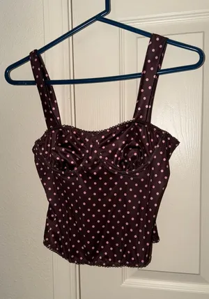 Brown Polka Dot Bustier Tank Top Size M thumbnail 1