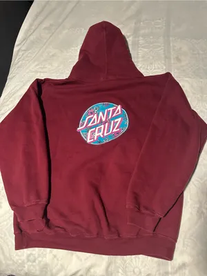 Santa Cruz Skateboards Burgundy Crewneck Hoodie with Logo Patch thumbnail 2