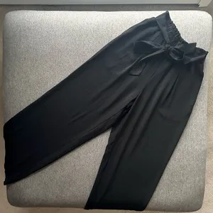 Women’s Casual Wide Leg Cinch Waist Trouser Pants Small thumbnail 2