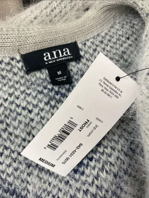 ANA Gray & Blue Print Fuzzy Fluffy Comfy Long Sleeve Open Front Cardigan M NEW thumbnail 4