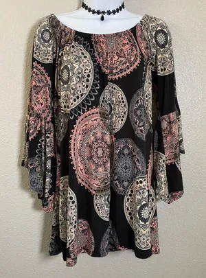 Whimsigoth Peasant Top Large Boho Bohemian Fairy Grunge‎ Witchy Stretchy Artsy thumbnail 1