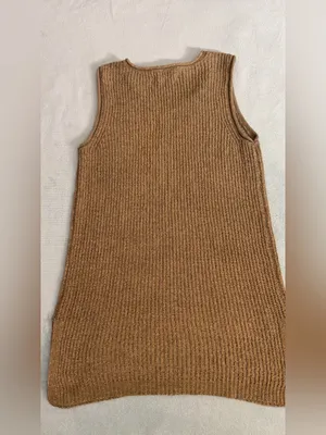 Marled Camel Brown Ribbed Knit Tank Top thumbnail 2