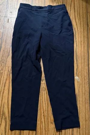 Banana Republic Tapered Ankle Dress Pants 10 Navy Blue Elastic Back Workwear thumbnail 1