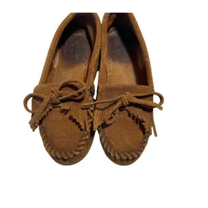 Minnetonka Kilty Hard Sole‎ Suede Moccasins Women's size 6.5 brown thumbnail 3