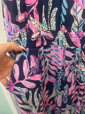 Lilly Pulitzer Navy Tropical-Print Halter Jumpsuit with Pink Accents thumbnail 5