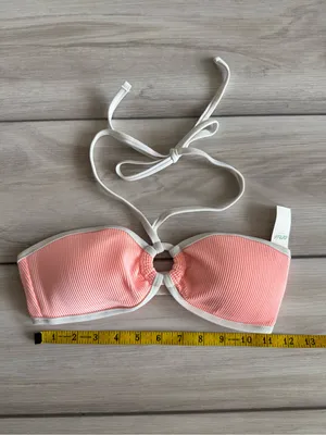 Aerie Ribbed Bandeau Bikini Top Orange XS NWT IN PACKAGE thumbnail 11