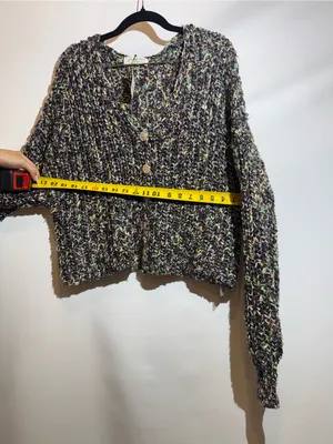 NWT Free People Multicolor Speckled Chunky Button Flea Market Cardigan Size M thumbnail 7