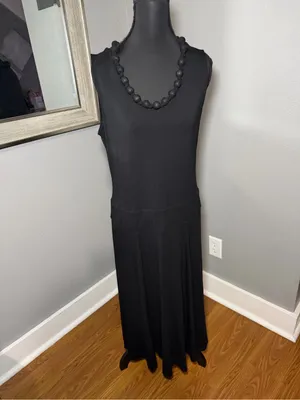 Josephine Chaus Beaded Neckline Black Minimalist Maxi Dress XL. thumbnail 2