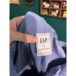 Gap Off Duty Khakis Pants Larkspur Blue Women's Size L Elastic Waist, Pull-on thumbnail 3