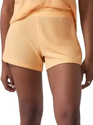 NWT Athleta Wind Down Sleep Shorts 1X Lunaria Yellow Waffle Knit Lounge Plus thumbnail 1