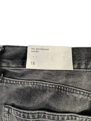 American Eagle Jorts Womens 18 Black Denim 90s Boyfriend Bermuda Raw Hem NWT thumbnail 3