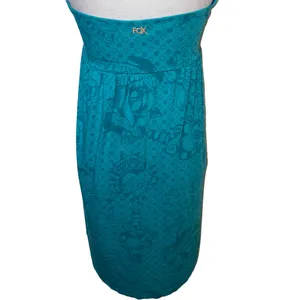 FOX Racing Dress Y2k Tube Mini Turquoise Skull & Roses Floral Print, Size Large thumbnail 8