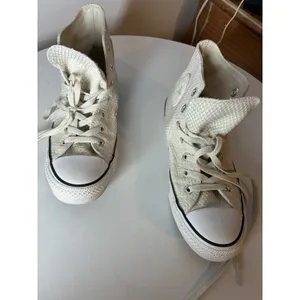 Women's Converse Size 8 Chuck Taylor All Star Hi Snake Skin Woven White Waffle‎ thumbnail 7