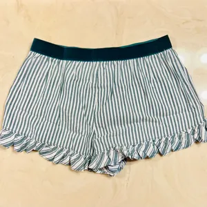 VS PINK Velvet Trim Ruffle Pajama Shorts Deep Forest Green & White Stripes SMALL thumbnail 9