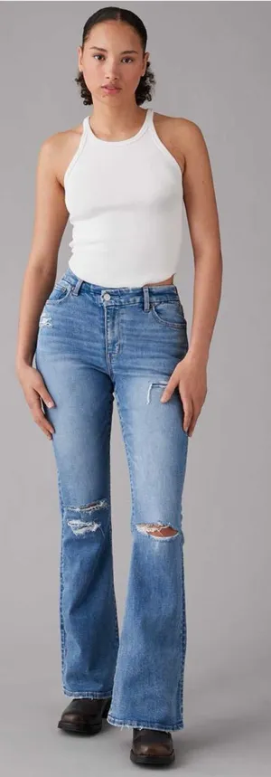 AMERICAN EAGLE Curvy Super High Rise Flare Jean thumbnail 1