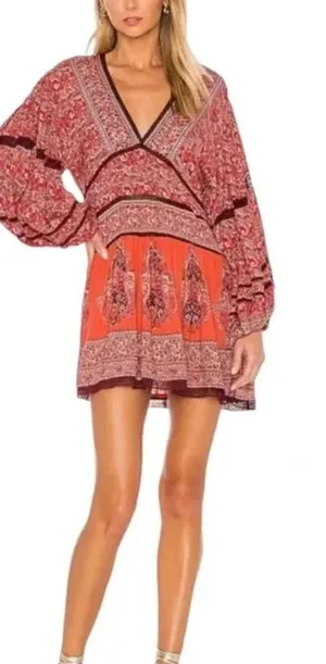Free People Women's Revolve Luna Scarf Printed Boho Dress Small NWT v6x thumbnail 1