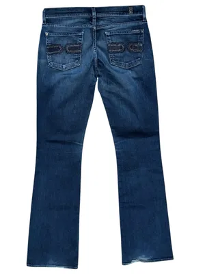 7 For All Mankind 28 Dark Blue Swarovski Crystal Studded Pockets Bootcut Jeans thumbnail 2