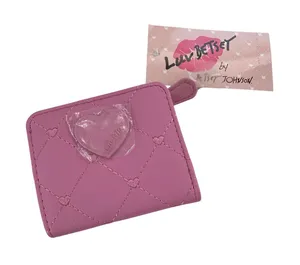 Luv Betsey Pink Quilted‎ Heart Bifold Wallet Y2K Glam LBMONEY Compact NWT thumbnail 1