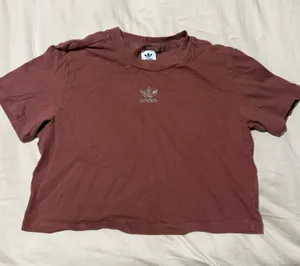 adidas Short-Sleeve Trefoil Crop Tee in Rust thumbnail 1