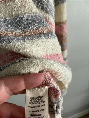 Sincerely Jules Striped Boucle Sweater Medium Oversized Cropped Cozy Knit thumbnail 4