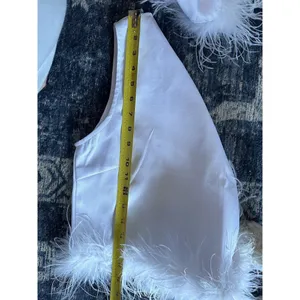 Skirt & Top Set Main Strip 2 Piece White Feather Trim SizeLarge NEW Wedding Bach thumbnail 10