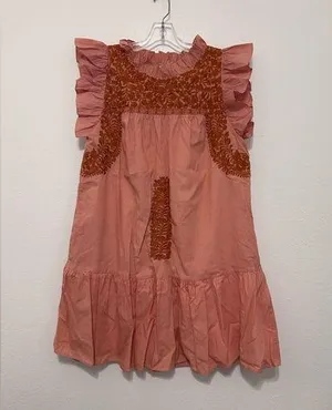 J. Marie The Schafer ruffle neck embroidered lined-dress Large thumbnail 1