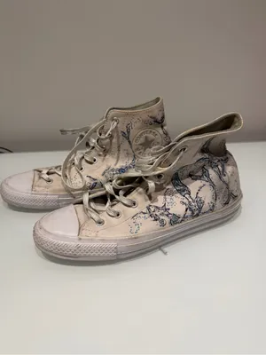 Converse White and Blue Mermaid Print Shoes Size 7.5 thumbnail 3