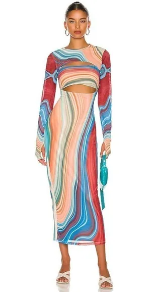 AFRM Matera Matera Dress Blue Abstract Womens Size Small thumbnail 1