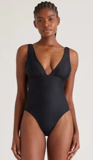 Quince Italian Plunge One-Piece Swimsuit Black Size Small NEW thumbnail 1
