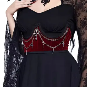 Gothic Black and Red Corset with Chains thumbnail 4