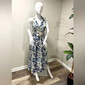 NWT Tuckernuck Lena Midi Dress Size 6 Blue White Floral Belted thumbnail 14