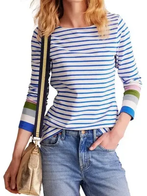 Boden Ella Long Sleeve Breton-Navy‎ striped top thumbnail 1