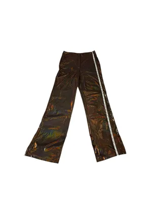 Sincerely Jules Metallic Bronze Lame Wide Leg High Rise Pants NWT M Iridescent thumbnail 10