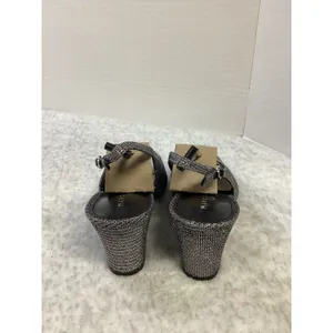 Marc Fisher LTD Blakeley 2 Silver Metallic Black‎ Cap Toe Slingback Pumps 8M New thumbnail 3