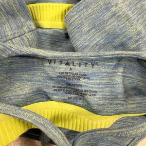 Vitality Womens Blue Space Dye Crop Tank Top Racerback Built-in Bra Small thumbnail 3