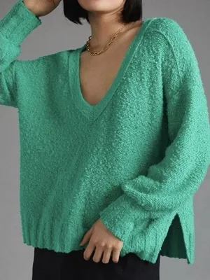 Anthropologie Pilcro Women's Medium Green Oversized‎ Textured Slouchy Sweater thumbnail 1