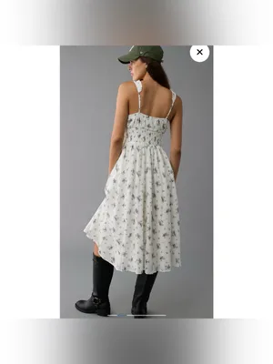 NWT AE Corset Floral Midi Dress White Medium American Eagle Maxi Sleeveless thumbnail 10